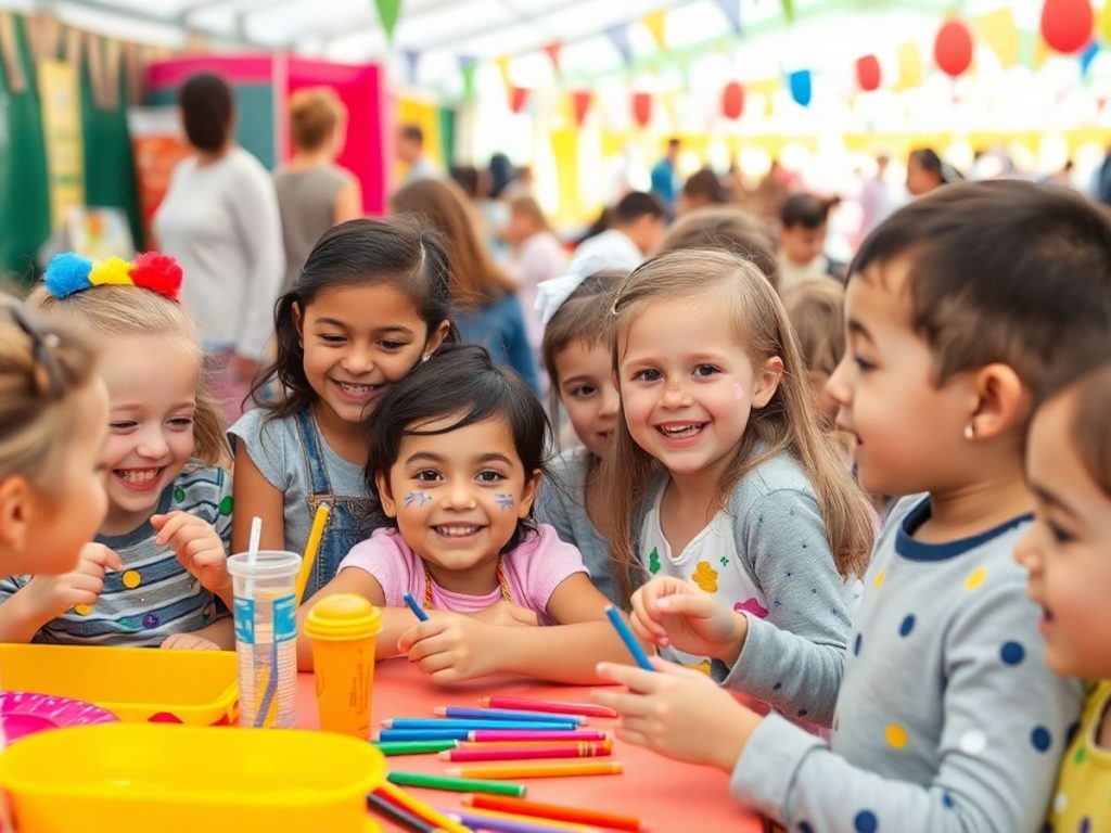 Copii bucurându-se de evenimente vesele în România.